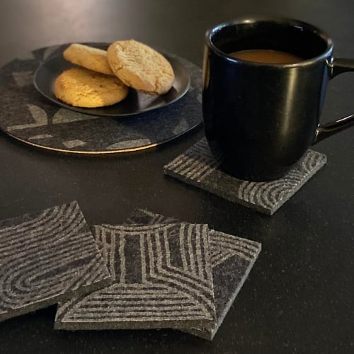Coasters Merino Wool Felt Rake Charcoal | Tableware by Lorraine Tuson
