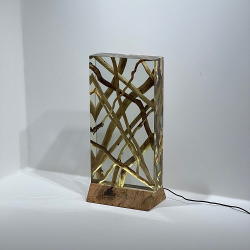 Epoxy Wood Resin Lamp - Epoxy Lamp - Gift - Epoxy Resin Art | Lamps by TigerWoodAtelier