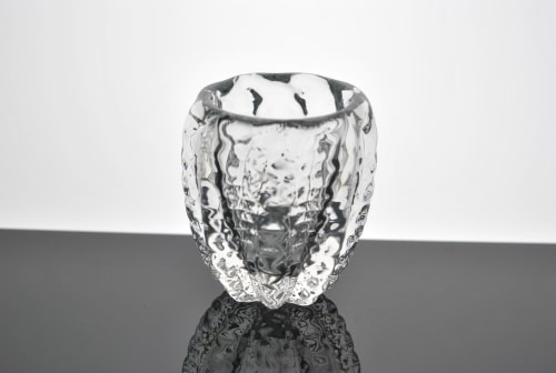 Campfire Crackle Votive | Candle Holder in Decorative Objects by Tucker Glass and Design`
