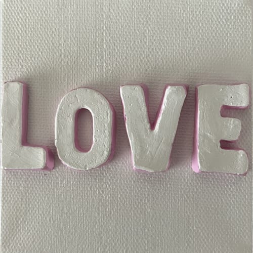 Love Pink Trim 4" x 4" | Paintings by Emeline Tate