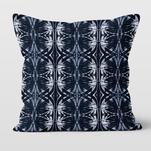 Audrina Dark Blue Throw Pillow Cover | Pillows by Brandy Gibbs-Riley