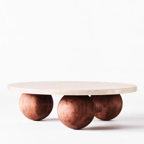 Sphere Round Sofa Table Travertino Bianco | Work by District Loom
