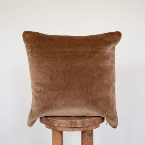 Golden Brown Mohair with Golden Alpaca Pillow 18x18 | Pillows by Vantage Design