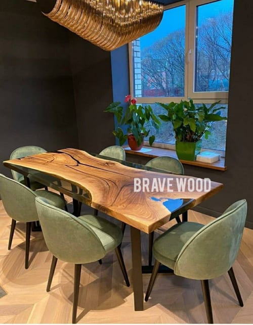 Smoke epoxy table, kitchen dining table,walnut table | Tables by Brave Wood