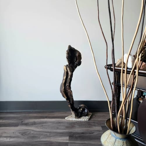 Driftwood Root Art Sculpture "Crackling" Mounted | Sculptures by Sculptured By Nature  By John Walker