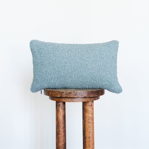 Turquoise Nubby Boucle Lumbar Pillow 11x17.5 | Pillows by Vantage Design