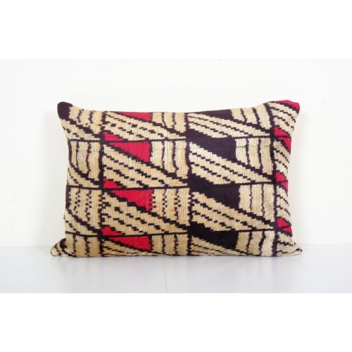 Christmas Gift Pillow, Labyrinth Design Silk Ikat Velvet | Pillows by Vintage Pillows Store
