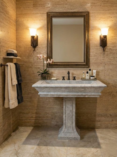 Modern Pedestal  marble sink | Water Fixtures by AYMARBLEDESIGN LLC