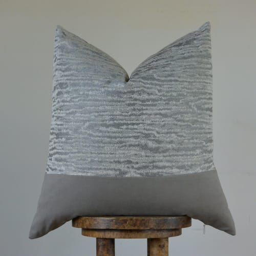 Grey Woven Pattern with Suede Decorative Pillow 22x22 | Pillows by Vantage Design