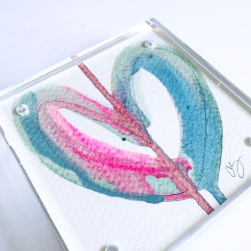 Don't Blink - Acrylic Heart Block Painting | Paintings by carrie song