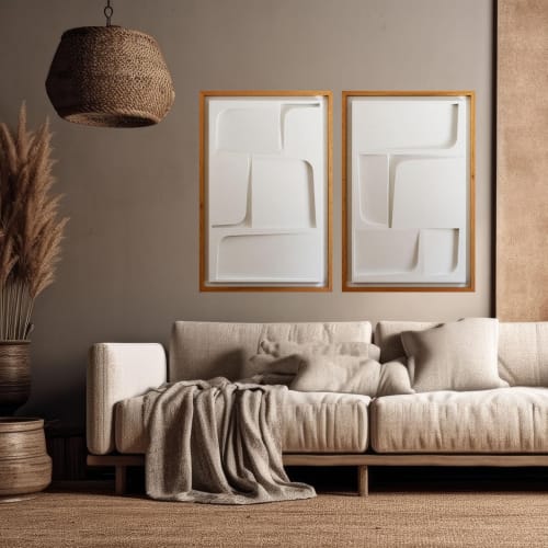No. 20 Set of Two Plaster Wall Reliefs | Wall Sculpture in Wall Hangings by Joseph Aurelius