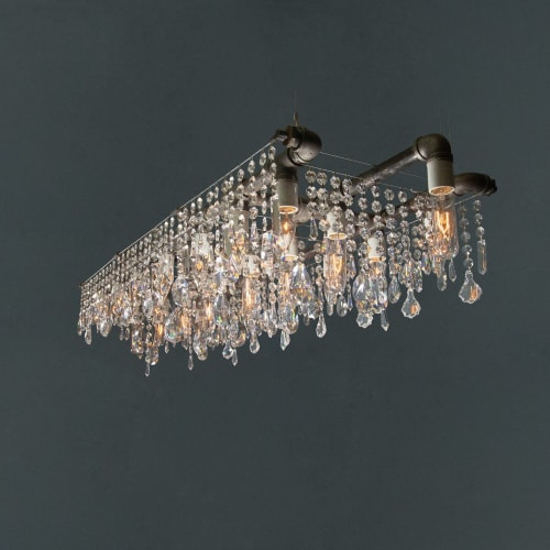 Industrial Triple Rail Chandelier | Chandeliers by Michael McHale Designs