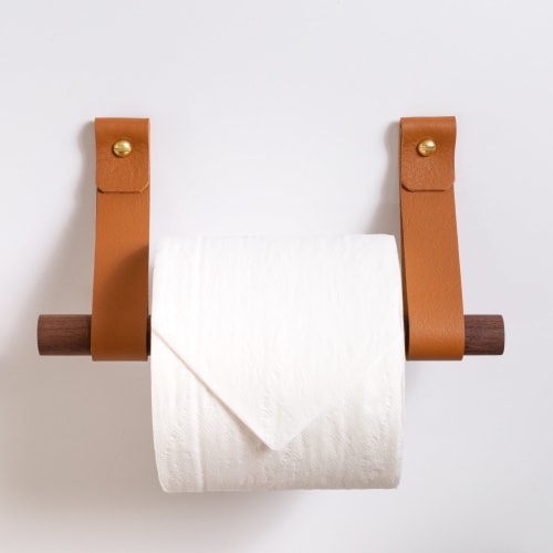 Toilet Paper Holder Kit [Round End] | Toiletry in Storage by Keyaiira | leather + fiber | Artist Studio in Santa Rosa