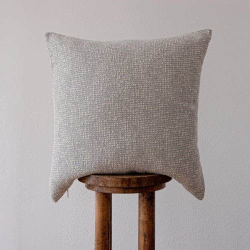White with Black Woven Wool Pillow 22x22 | Pillows by Vantage Design