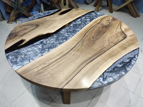 Custom Order Walnut Round Epoxy Table, Living Room Resin | Dining Table in Tables by LuxuryEpoxyFurniture