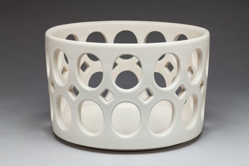 Cylindrical Oval Openwork Bowl | Decorative Bowl in Decorative Objects by Lynne Meade