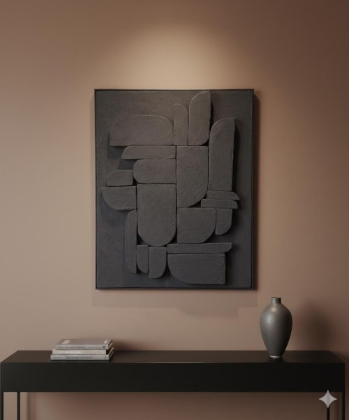 Unique Framed 3D Painting - Modern Sculptural Painting - Plaster Wall Art - Geometric Wall Decor | Wall Hangings by Vaiva Art Atelier