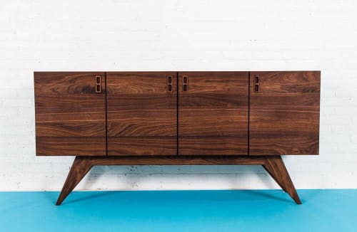 "The Haven", A Mid Century Modern Solid Walnut Credenza | Storage by MODERNCRE8VE