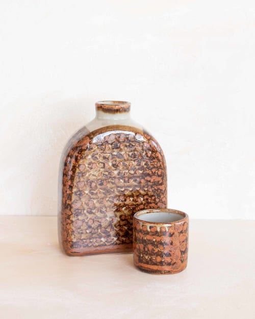 San Germán Water Jug with Cup - Brown | Vessels & Containers by MINNA