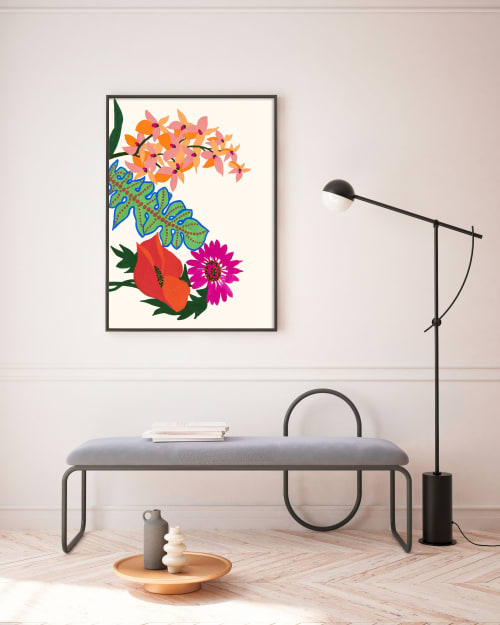 Colorful Floral wall art, Bright colors uplifting fun modern | Prints by Capricorn Press