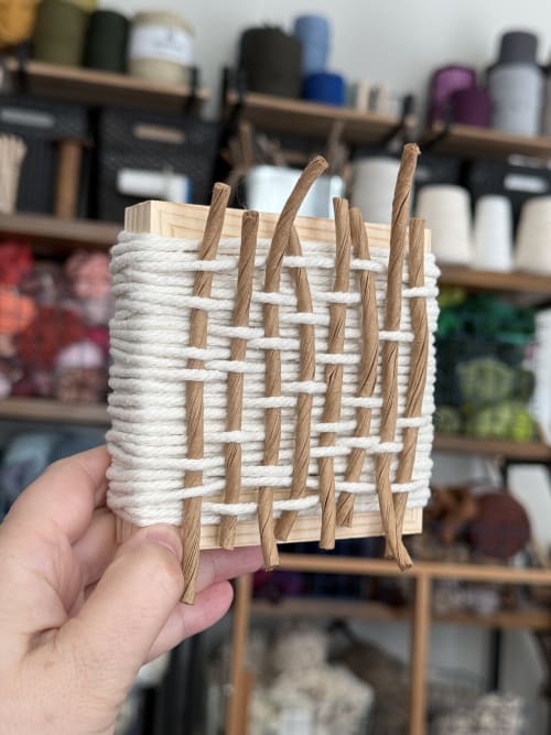 Mini Woven Tile - Neutrals No. 2 | Wall Sculpture in Wall Hangings by Mpwovenn Fiber Art by Mindy Pantuso