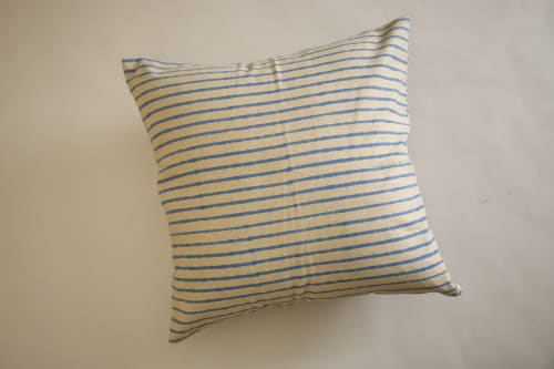 Oh! Stripes (Blue) Block Print Pillow | Pillows by Ninéh