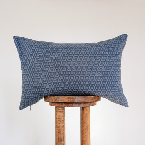 Blue Triangle and Circle Motif Lumbar 16x24 | Pillow in Pillows by Vantage Design