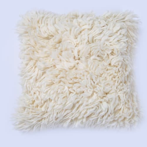 Natural White Soft Wool Cushion Cover | Pillows by Ruggism