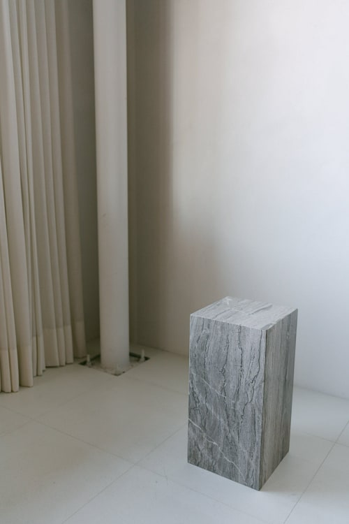 Silver Travertine Plinth 006 | Side Table in Tables by District Loom