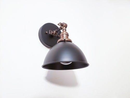 Bedside Adjustable Reading Wall Light, Black & Antique Brass | Sconces by Retro Steam Works