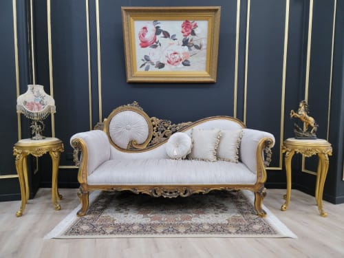 Victorian Style settee / Antique Gold Leaf Finish/Hand Carve | Couches & Sofas by Art De Vie Furniture