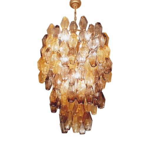 Alan Mizrahi QZ2456 Amber And Fume Poliedri | Chandeliers by Alan Mizrahi Lighting Design