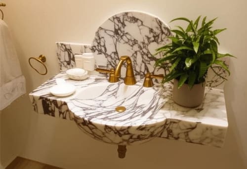 Modern -Minimalist Design Calacatta Viola Marble Sink :A Unique Work of Art for Your Bathroom | Water Fixtures by AYMARBLEDESIGN LLC