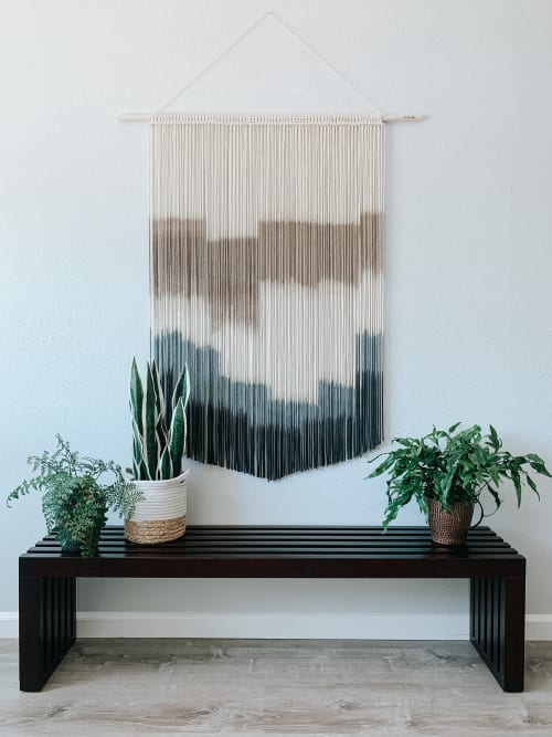 Large Modern Black and Gray Macrame Wall Hanging | Wall Hangings by Love & Fiber