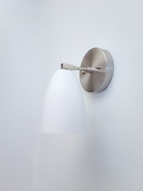 Satin Nickel Wall Lamp - Matte White and Brushed Silver | Sconces by Retro Steam Works