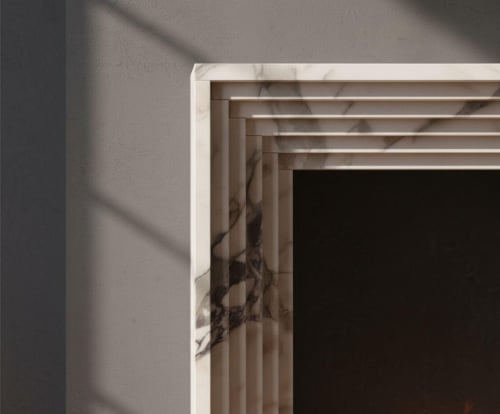 Modern Marble Fireplace Surround, Calacatta Viola Mantel, Art Deco Ribbed Fireplace | Water Fixtures by AYMARBLEDESIGN LLC