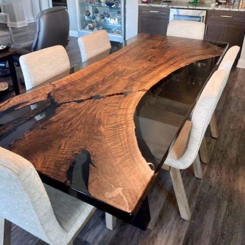 Smoke epoxy and walnut dining table | Tables by Ironscustomwood