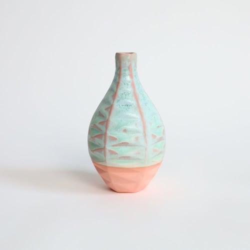 Hexagon in Strawberry Pistachio | Vase in Vases & Vessels by by Alejandra Design