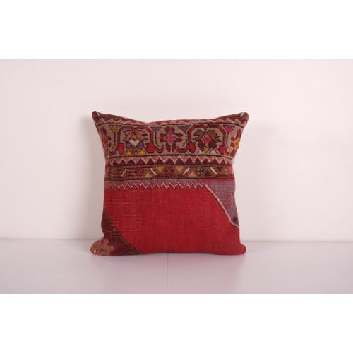 Shabby Chic Turkish Rug Pillow, Brick Red Oushak Carpet Cush | Pillows by Vintage Pillows Store