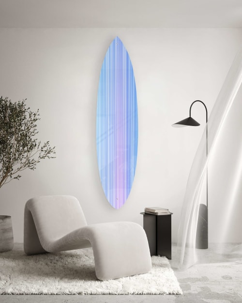 Blue Stripes Pattern Acrylic Surfboard Wall Art | Wall Hangings by uniQstiQ