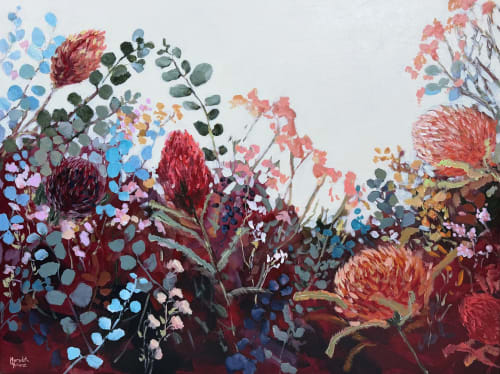 Waratah Vintage | Oil And Acrylic Painting in Paintings by Meredith H
