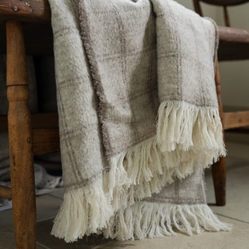 Italian Wool and Mohair Cream / Latte King Bedcover 118x99 | Linens & Bedding by Vantage Design