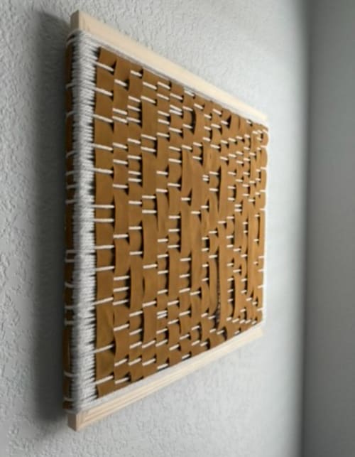 Woven Tile- 20”x20” Mustard Suede | Sculptures by Mpwovenn Fiber Art by Mindy Pantuso