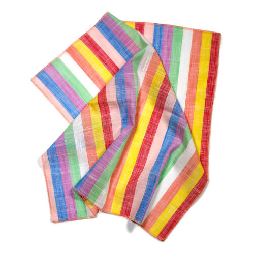 Rainbow Sherbet Multi-color Striped Dinner Napkins, Set of 2 | Linens & Bedding by Willow Ship