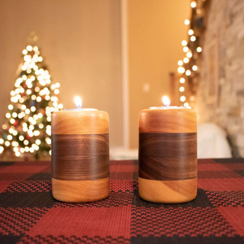 Wooden candle holder - maple/walnut (Price taxes included) | Decorative Objects by Slice of wood / Tranche de bois
