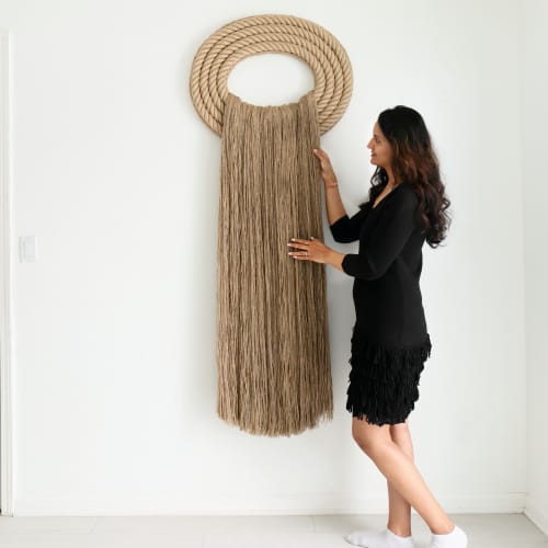 Large earthy nature inspired jute wall hanging sculpture-XL | Wall Sculpture in Wall Hangings by YASHI DESIGNS by Bharti Trivedi