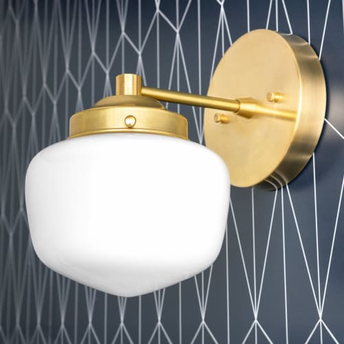 Schoolhouse Sconce - Opal Globe Wall Sconce - Model No. 7321 | Sconces by Peared Creation