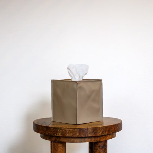 Sand Dune Leather Single Tissue Box Cover | Toiletry in Storage by Vantage Design