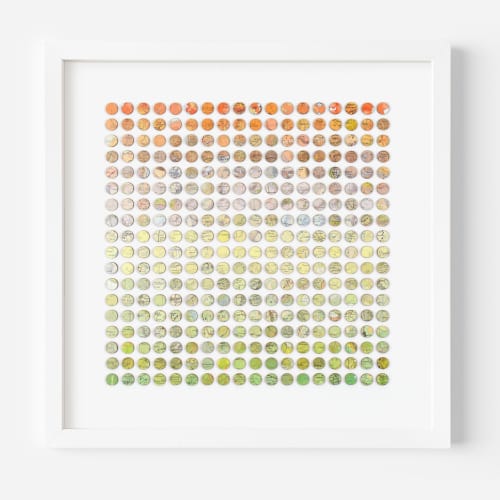 Three Hundred and Twenty Four Green to Orange Map Dots Collage | Paintings by Amelia Coward