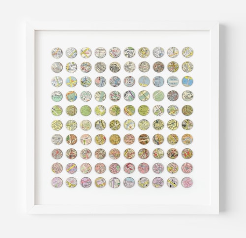 One Hundred London Map Dots Rainbow Collage | Paintings by Amelia Coward